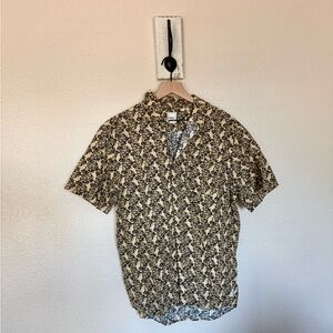 ROWM • Black and Yellow Patterned Casual Button Down Hawaiian Beach Shirt